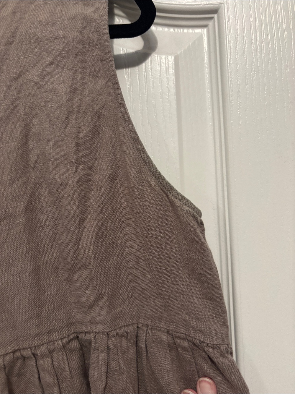 Son de Flor Taupe Sleeveless Linen Gathered Dress - Picture 3 of 4